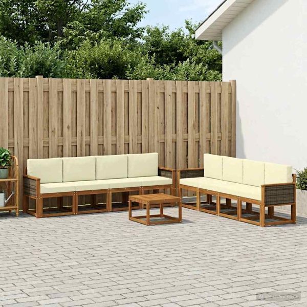 Комплект дивани за открито 7 pcs Натурален и Крема
