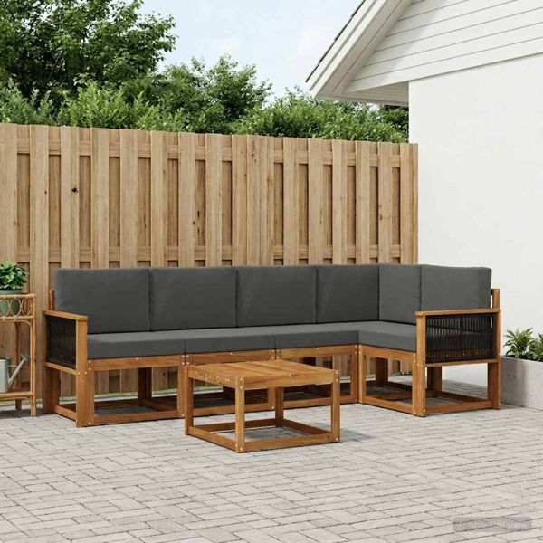 Комплект дивани за открито 6 pcs Натурален и Антрацит