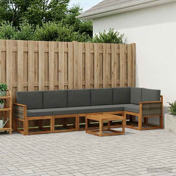 Комплект дивани за открито 7 pcs Натурален и Антрацит Полиестер