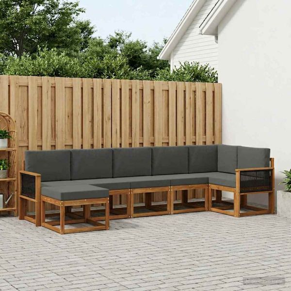 Комплект дивани за открито 7 pcs Натурален и Антрацит Полиестер