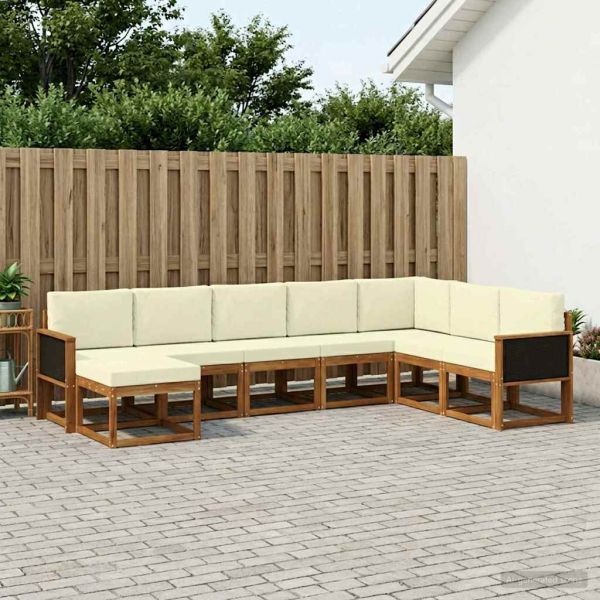 Комплект дивани за открито 8 pcs Натурален и Крема