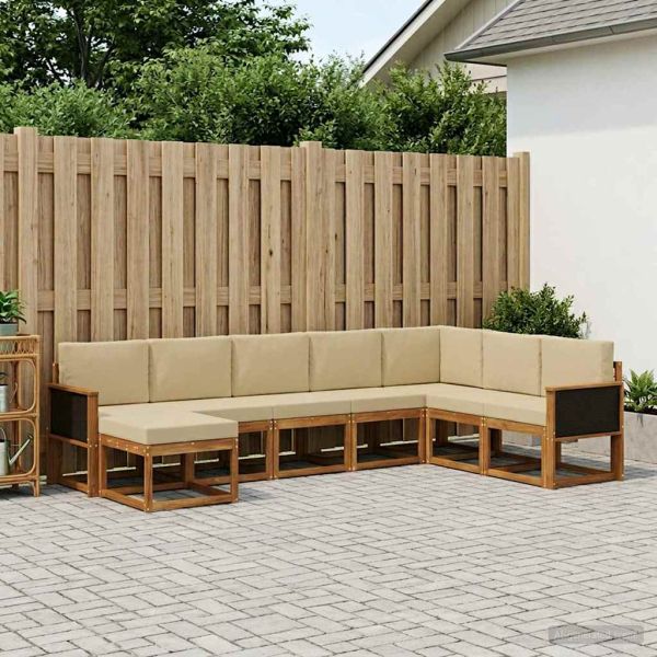 Комплект дивани за открито 8 pcs Натурален и Бежов