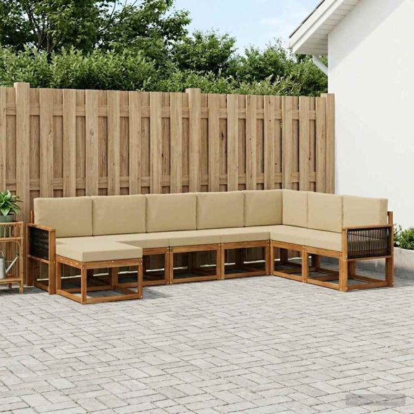 Комплект дивани за открито 8 pcs Натурален и Бежов