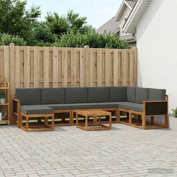 Комплект дивани за открито 9 pcs Натурален и Антрацит