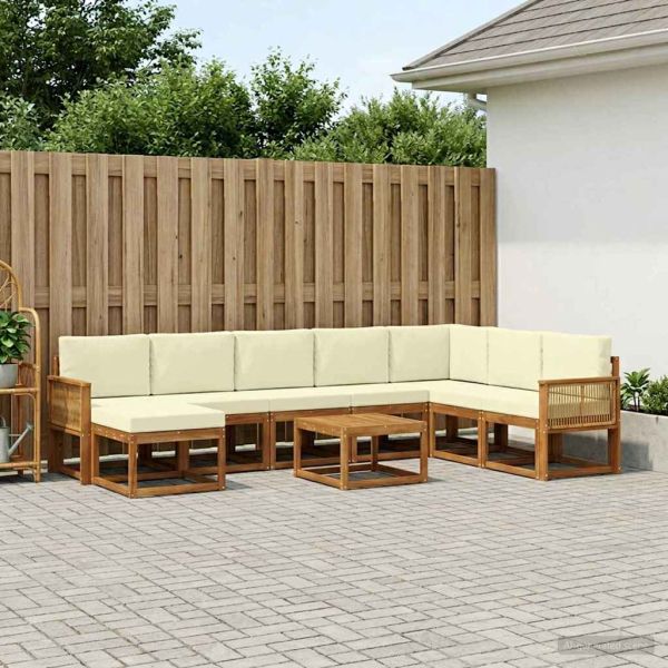 Комплект дивани за открито 9 pcs Натурален и Крема