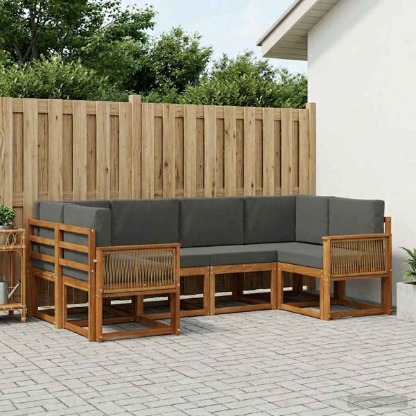 Комплект дивани за открито 6 pcs Натурален и Антрацит