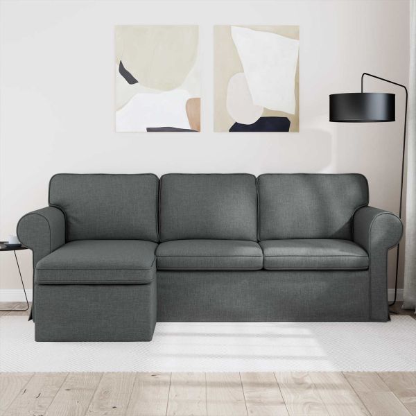Диван Тъмен сив 215 x 138 x 80 см текстил