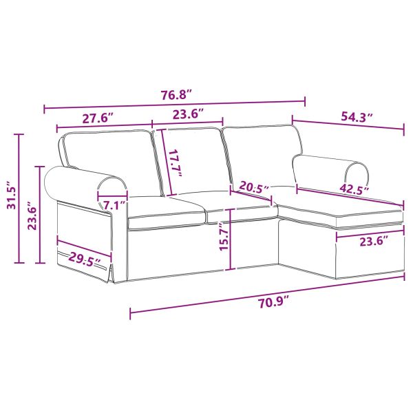 Диван Тъмен сив 215 x 138 x 80 см текстил