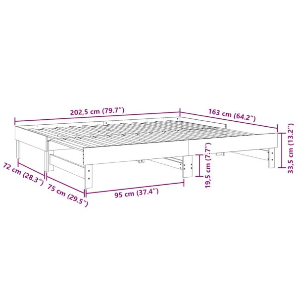 Разтегателно дневно легло, 2x(80x200) см, бор масив