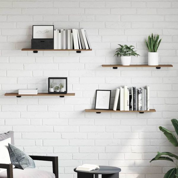 Етажерка Борд 4 pcs Кафяво 80 x 20 x 1,5 cm Инженерно дърво
