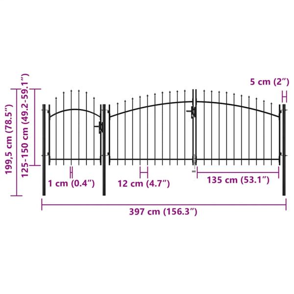 Градинска порта Woerden стомана 1,5x4 м черна