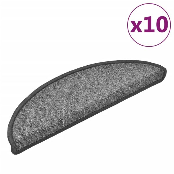 Изтривалки за стълби, 10 бр., 56x17x3 см, тъмносиви, полукръгли