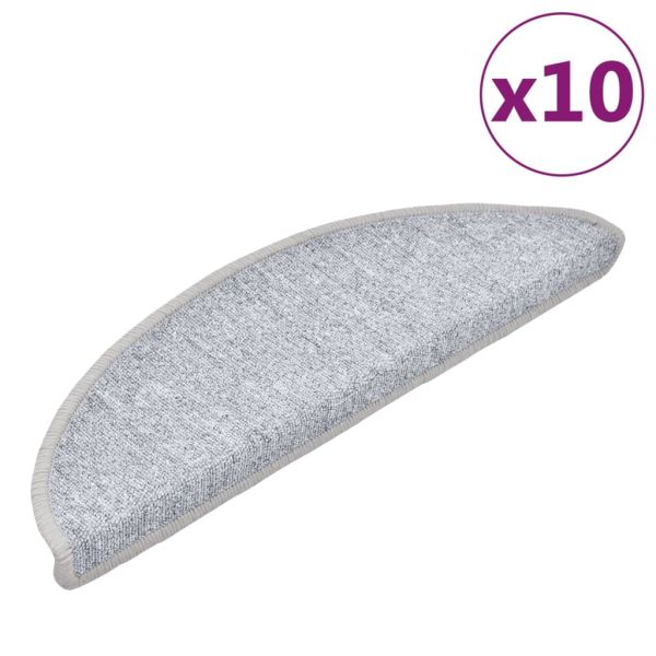 Изтривалки за стълби, 10 бр., 56x17x3 см, светлосиви, полукръгли