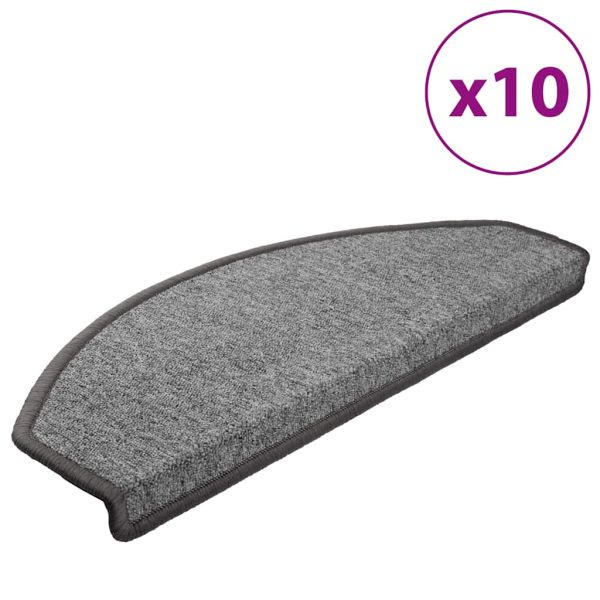 Изтривалки за стълби, 10 бр., 65x24x4 см, тъмносиви, полукръгли, големи