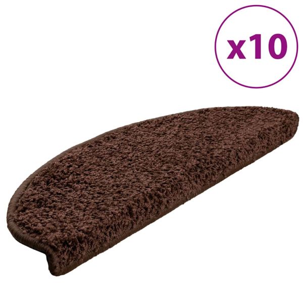 Изтривалки за стълби, 10 бр., 65x21x4 см, кафяви, полукръгли, големи