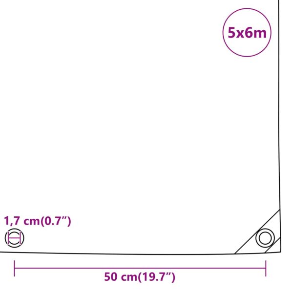 Брезент, 650 г/м², 5x6 м, черен
