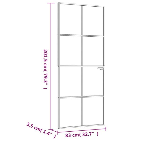 Интериорна врата черна 83x201,5 см закалено стъкло и алуминий