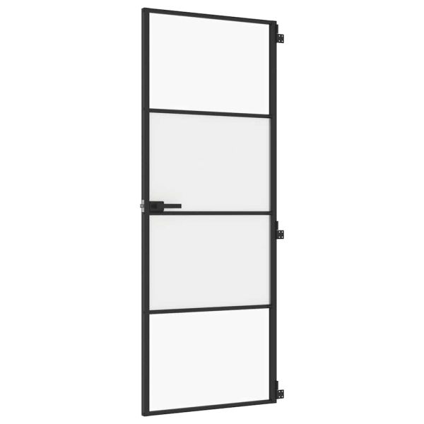 Интериорна врата черна 76x201,5 см закалено стъкло и алуминий
