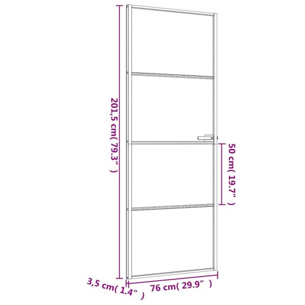Интериорна врата черна 76x201,5 см закалено стъкло и алуминий