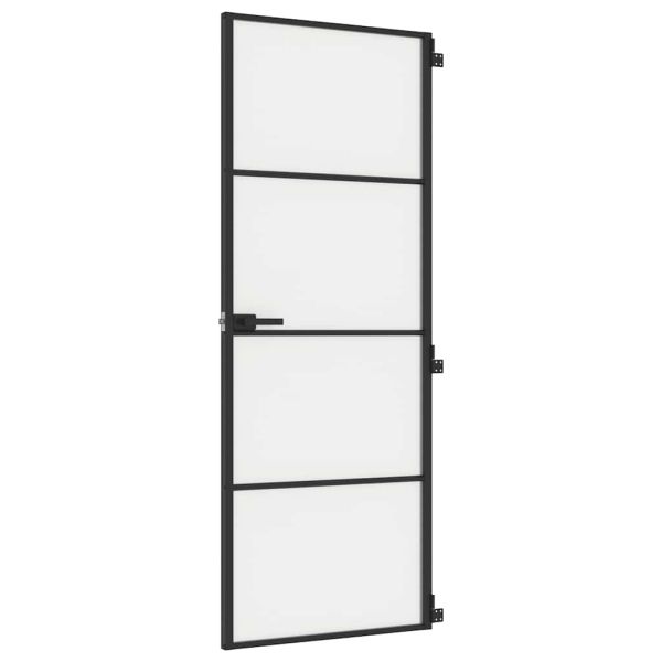 Интериорна врата черна 76x201,5 см закалено стъкло и алуминий