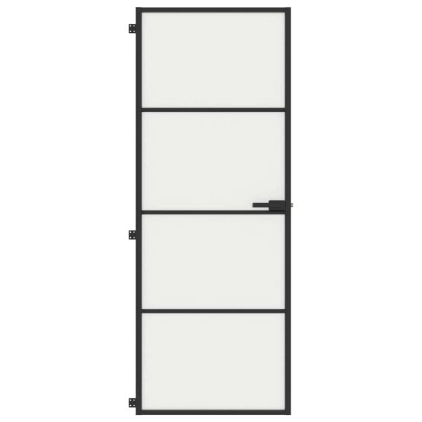 Интериорна врата черна 76x201,5 см закалено стъкло и алуминий