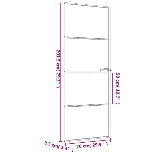 Интериорна врата черна 76x201,5 см закалено стъкло и алуминий