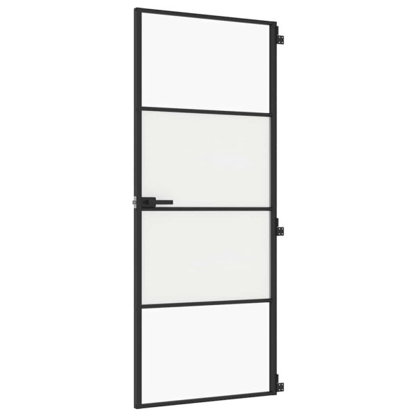 Интериорна врата черна 83x201,5 см закалено стъкло и алуминий
