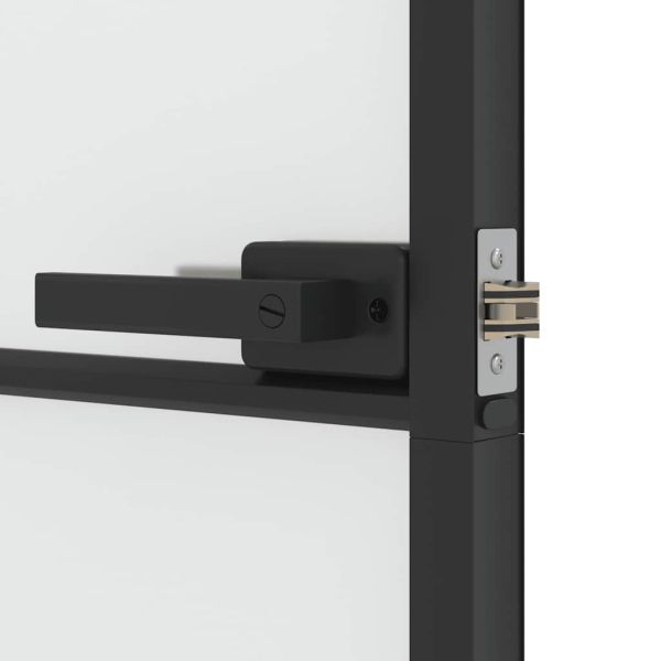 Интериорна врата черна 93x201,5 см закалено стъкло и алуминий