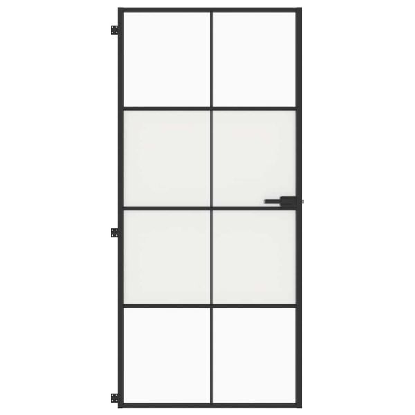 Интериорна врата черна 93x201,5 см закалено стъкло и алуминий