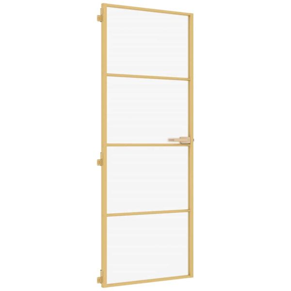 Интериорна врата златиста 76x201,5 см закалено стъкло алуминий