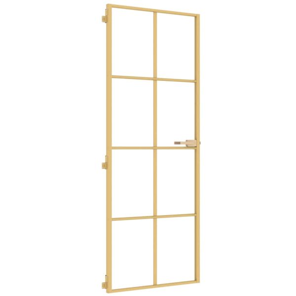 Интериорна врата златиста 76x201,5 см закалено стъкло алуминий
