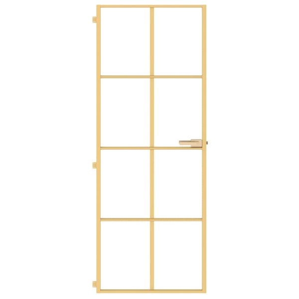 Интериорна врата златиста 76x201,5 см закалено стъкло алуминий