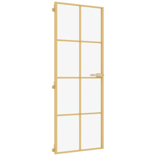 Интериорна врата златиста 76x201,5 см закалено стъкло алуминий
