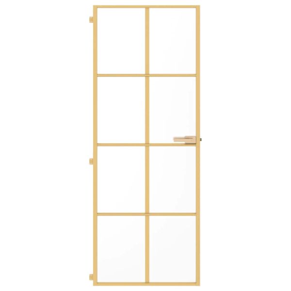 Интериорна врата златиста 76x201,5 см закалено стъкло алуминий
