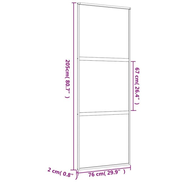 Плъзгаща се врата 76x205 см матирано ESG стъкло и алуминий