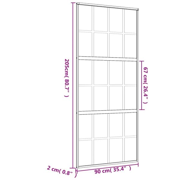 Плъзгаща се врата 90x205 см прозрачно ESG стъкло и алуминий