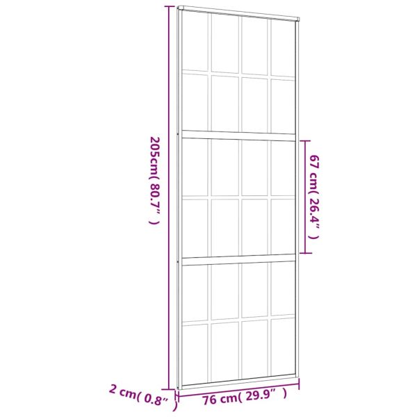 Плъзгаща се врата 76x205 см матирано ESG стъкло и алуминий