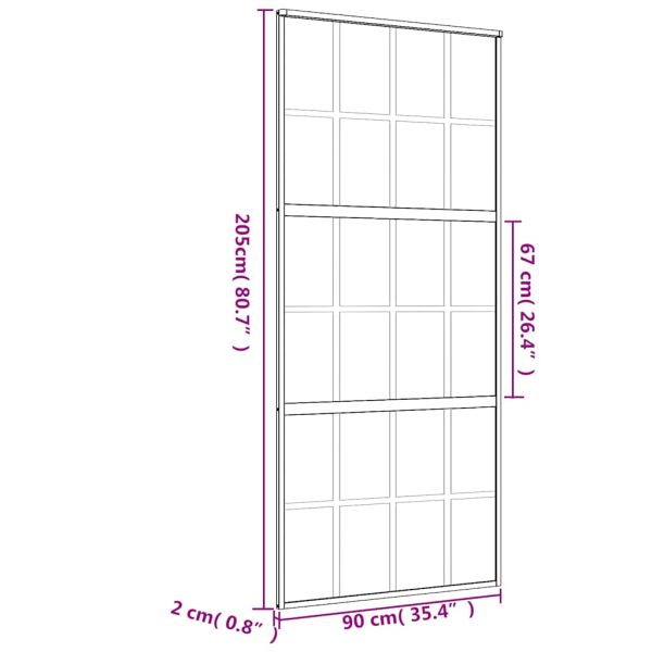 Плъзгаща се врата 90x205 см матирано ESG стъкло и алуминий