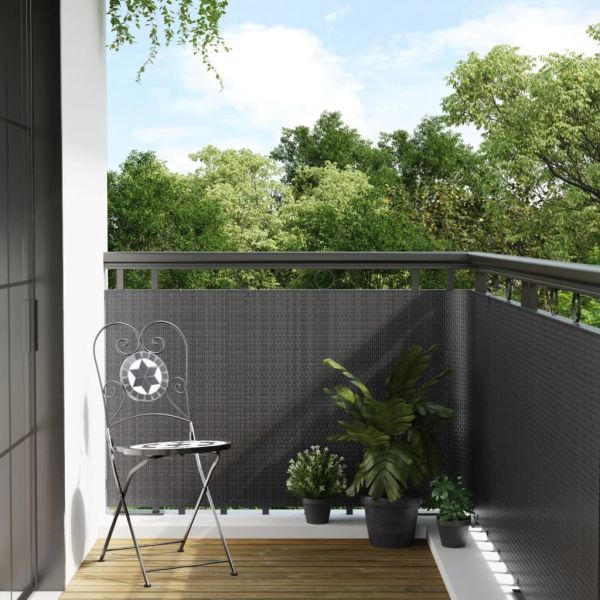 Балконски параван, антрацит, 400x80 см, полиратан