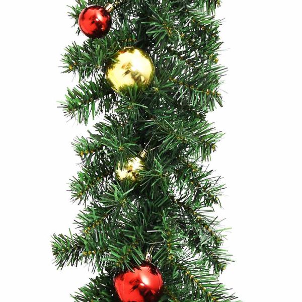 Коледен гирлянд, декориран с топки и LED лампички, 10 м