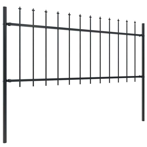 Градинска ограда с връх тип „копие“, стомана, 714,5x80 см, черна