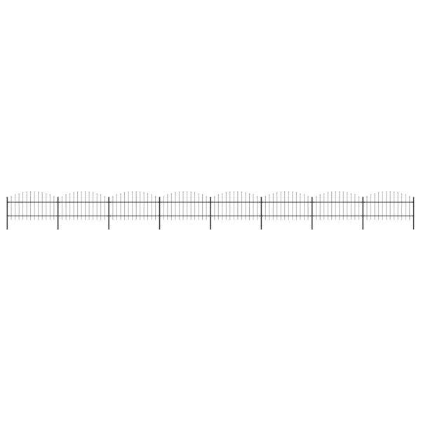 Градинска ограда с пики, стомана, (1-1,25)x13,6 м, черна