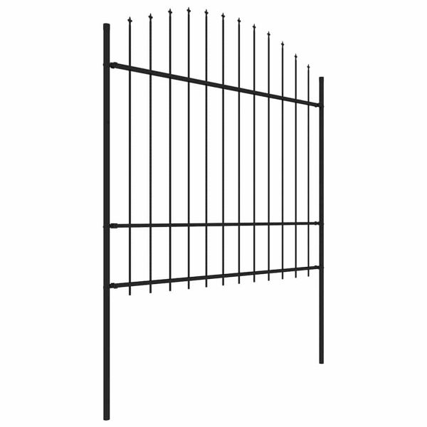 Градинска ограда с връх тип „копие“, стомана, 537x175 см, черна