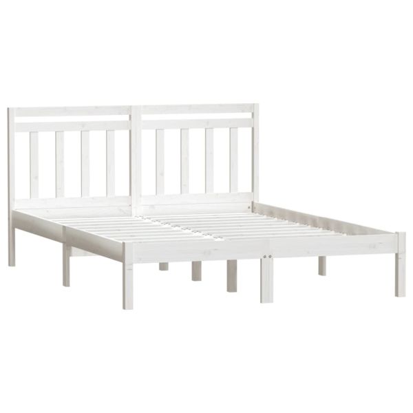 рамка за легло бяло 150x200 см King Size масивно дърво