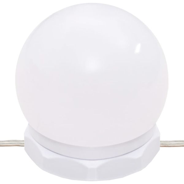 Комплект тоалетка с LED, бял гланц, инженерно дърво