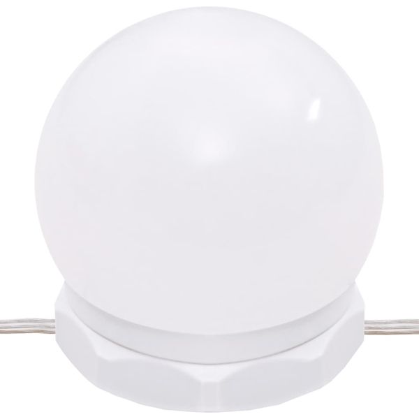 Комплект тоалетка с LED, бяла, инженерно дърво