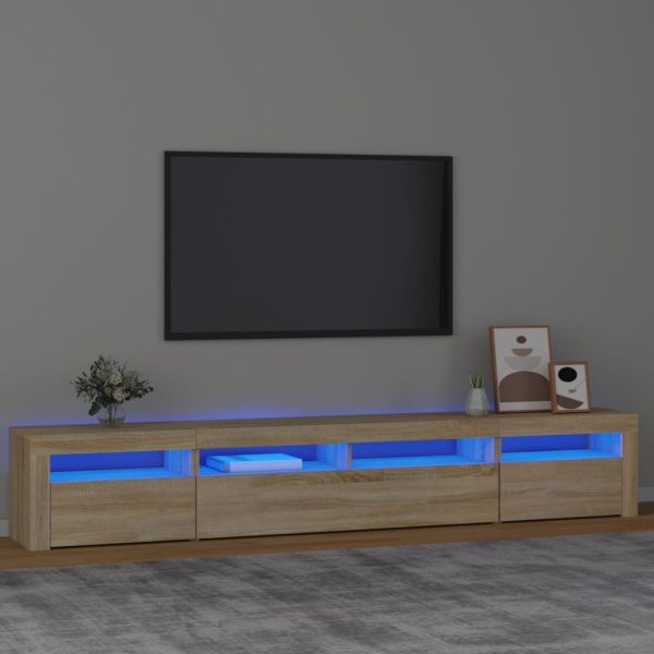 ТВ шкаф с LED осветление, дъб сонома, 240x35x40 см