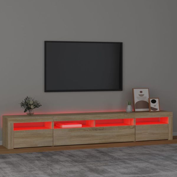 ТВ шкаф с LED осветление, дъб сонома, 240x35x40 см