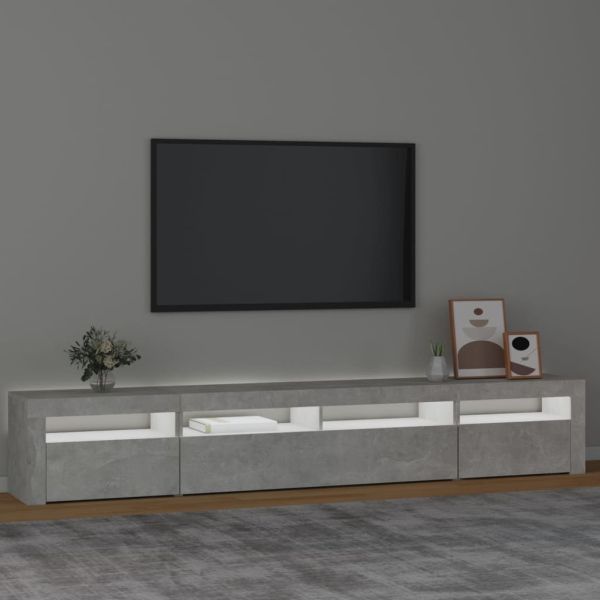 ТВ шкаф с LED осветление, бетонно сив, 240x35x40 см