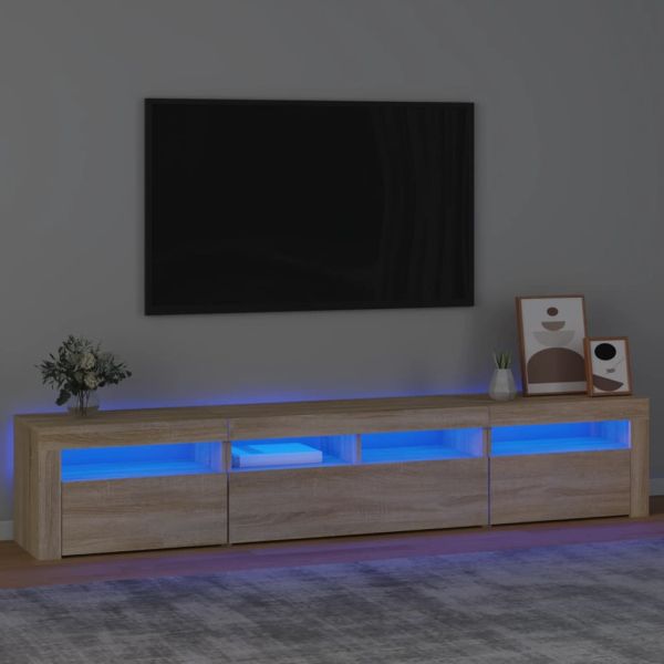 ТВ шкаф с LED осветление, дъб сонома, 240x35x40 см